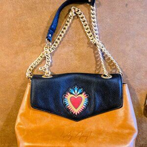 Ay Güey México artisan signature handbag with stylized‎ heart motif NWOT